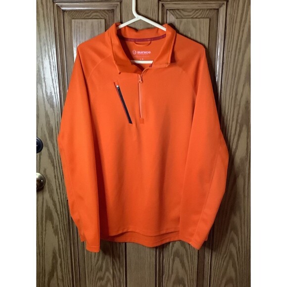Sunice 1/4 Zip Pullover Long Sleeve Performance Golf Orange Mens Size Large - Picture 1 of 7